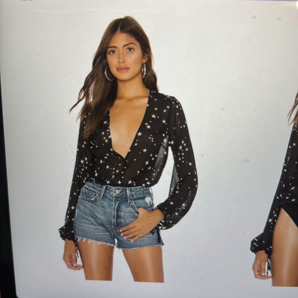 Super Down starry bodysuit-blouse